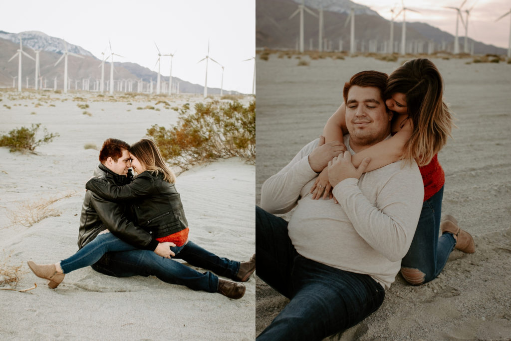Romantic Engagement Photos at the windmills in Palm Springs 