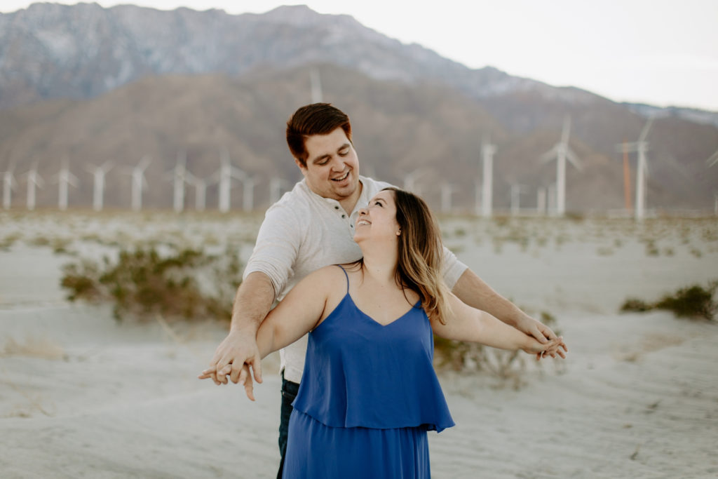 Romantic Engagement Photos at the windmills in Palm Springs 