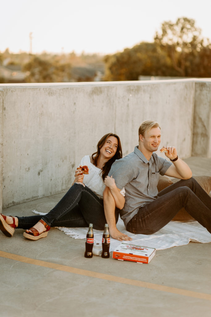 Roof Top Pizza Engagement Photos